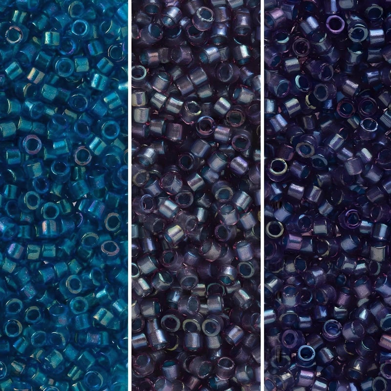 Miyuki Delica Seed Beads Bundle: Size 11/0, Blue Inside Color Lined Palette Collection DB2385, DB2386, DB2387 - Image 1